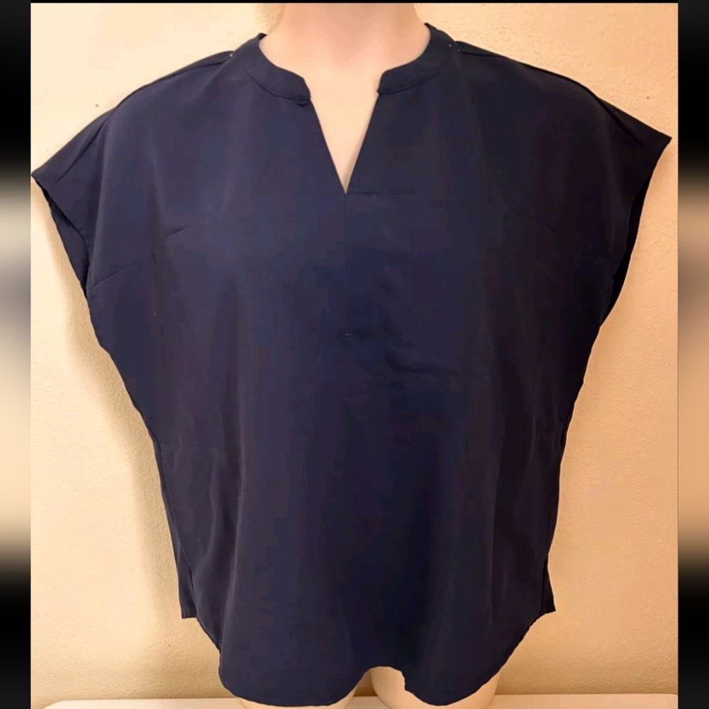 Navy Blue Fabletics Scrub Top